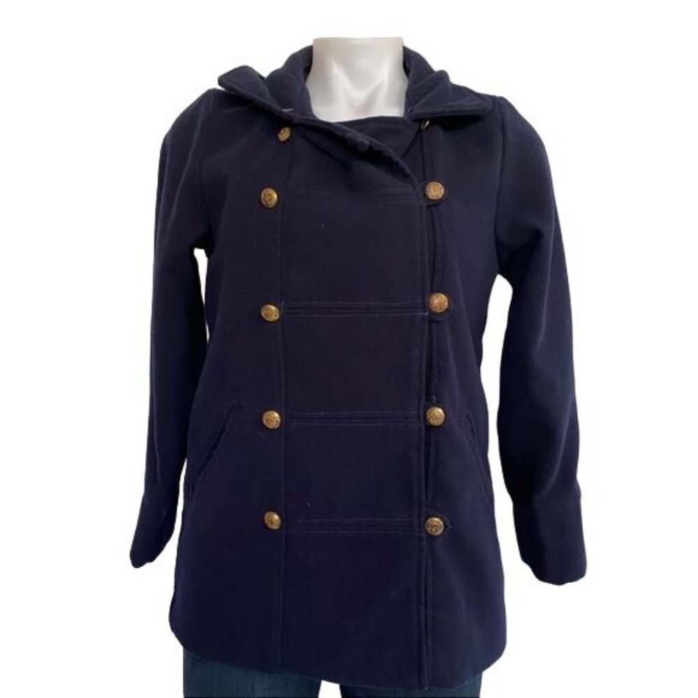 XinyuFushi Pea Coat Blue Jacket Gold Button Women's Coat Size Small